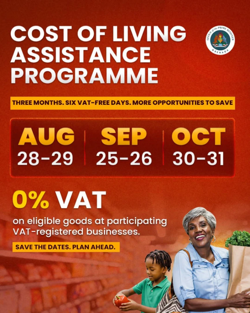 Grenada Cost of Living Assistance: 6 VAT-Free Shopping Days Announced